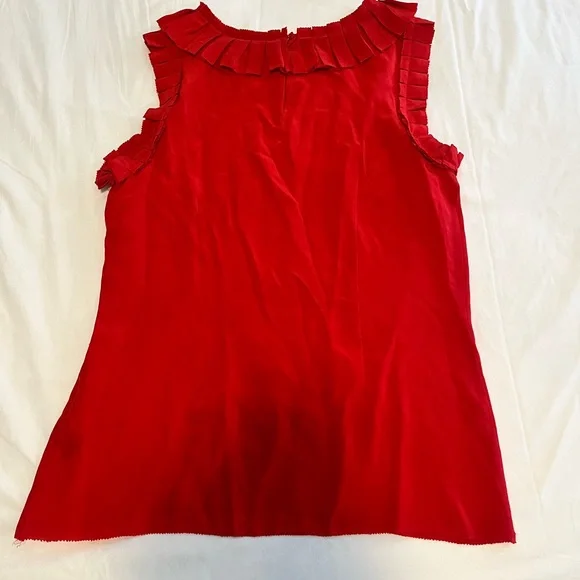 Tibi Red 100% silk Ruffled Bib Collar Tank Top size 4 EUC - Picture 3 of 6